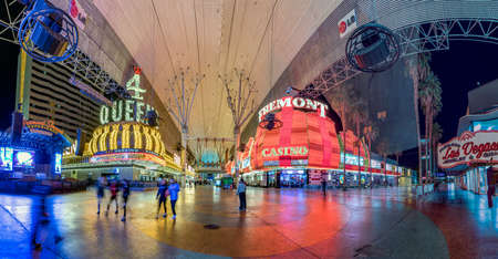 Las Vegas, USA - March 11, 2019: nightlife in Fremont street. Fremont street is the oldest part of Las Vegas. Named in honor of explorer John Charles FrÃ©mont.のeditorial素材