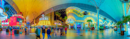 Las Vegas, USA - March 11, 2019: nightlife in Fremont street. Fremont street is the oldest part of...