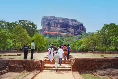 Sigiriya, Sri Lanka - August 9, 2005: beautiful ancient Lion Rock fortress in Sigiriya or Sinhagiri, located near the town of Dambulla, a famous Sri Lankan landmarkのeditorial素材