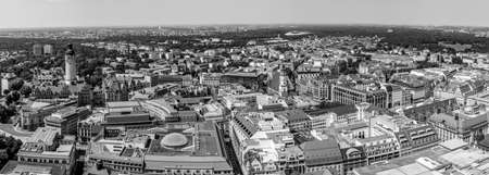 Leipzig, Germany - August 4, 2015: Panoramic view of Leipzig under cloudy sky.のeditorial素材