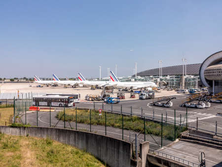Paris, France - June 11, 2015: Airfrance aircraft parks at the new Terminal of Charles de Gaulle airport in Paris, France.のeditorial素材