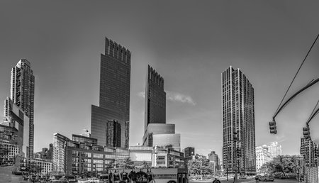 New York, USA - October 21, 2015: street view of New York seen from Central Park, New York. The...