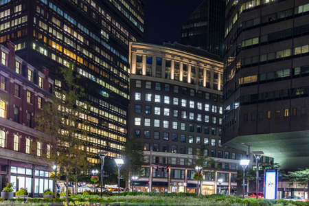 Boston, USA - September 17, 2017: panoramic view of the historic downtown part in Boston, USA. The old skyscraper in combination with the new ones give a harmonic architectural skyline.のeditorial素材