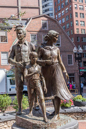 Boston, USA - September 12, 2017: The Boston Irish Famine Memorial contains two groups of statues suffering during the Great Famine of 1845â1852.のeditorial素材