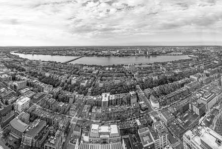 aerial view to skyline of Boston, Massachussetsのeditorial素材