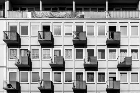 facade of house in typical social housing architecture in Germanyの写真素材