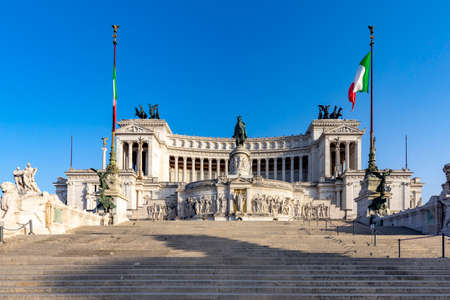 Rome, Italy - July 31, 2021: National Monument to Vittorio Emanuele II or Vittoriano, called Altare della Patria, is an Italian national monument located in Rome, in Piazza Venezia.のeditorial素材
