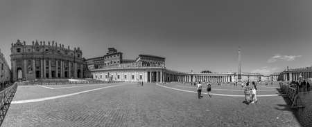 Rome, Italy - August 2, 2021: Tourists visit the Square of St. Peter in the Vatican with the famous buildings by Michelangelo in Rome, Italy.のeditorial素材
