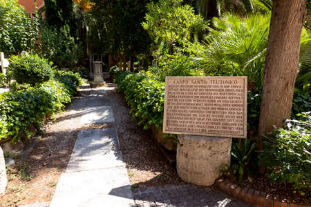 Rome, Italy - August 2, 2021: The Teutonic Cemetery is a burial site adjacent to St. Peter's Basilica in Vatican City. Burial is reserved for members of the Confraternity of Our Lady of the German Cemetery.のeditorial素材