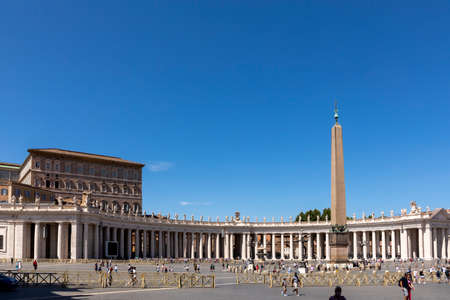 Rome, Italy - August 2, 2021: people at St. Peter's square in the Vatican with view to the Colonnades during covig19 times.のeditorial素材