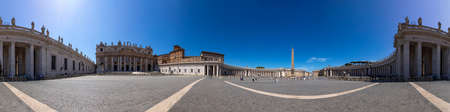 Rome, Italy - August 2, 2021: Tourists visit the Square of St. Peter in the Vatican with the famous...