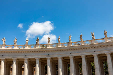 world famous colonnade in the Vatican at St. Peters square, Romeamous colonnade in the Vatican at St. Peters square, Rome, Italyの写真素材