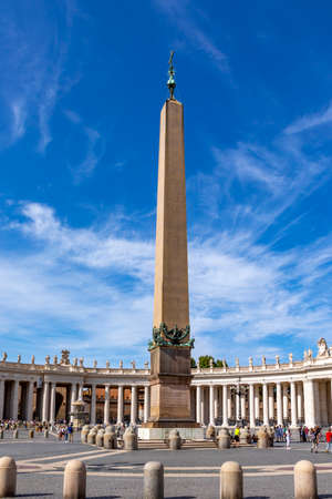 Rome, Italy - August 2, 2021: Ancient Egyptian obelisk in St. Peter's Square (Obelisco Piazza San Pietro) in Vatican city in Rome, Italyのeditorial素材