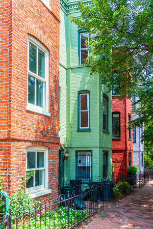 victorian houses in Georgetown, an old part of Washington DCの写真素材