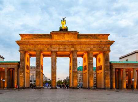 Berlin, Germany - April 26, 2012: Brandenburg Gate in Berlin Mitte in evening light and illumination.のeditorial素材