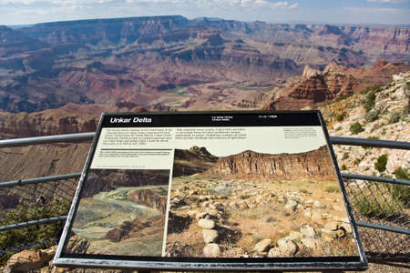 Grand Canyon, USA - July 10, 2008: View into the grand canyon from the platform at Unkar valley with...