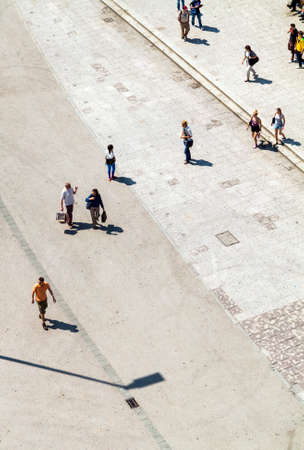 Frankfurt, Germany - June 8, 2013: people walk along the Zeil in Midday in Frankfurt, Germany. Since the 19th century it is of the most famous and busiest shopping streets in Germany.のeditorial素材