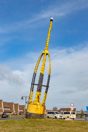 List, Germany - February 17, 2021:roundabout with maritime sculpture at the village of List at island Sylt in Germany.のeditorial素材