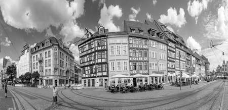Erfurt, Germany - July 29, 2018: people at the central square in front of the cathedral at the city...