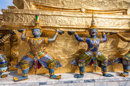 Caryatid at the gold Chedi in the Grand Palace, Bangkokのeditorial素材