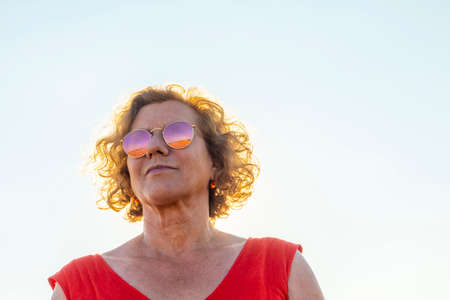Portrait of handsome smiling mature womanの写真素材