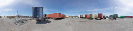 Oakland, USA - May 18, 2022: container at Oakland harbor in panoramic view. Oakland harbor serves...