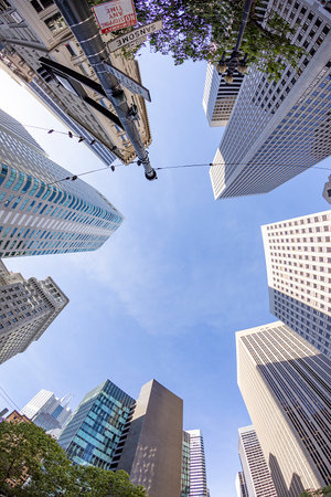 San Francisco, USA - May 20, 2022: perspective of skyscraper in financial district of San Francisco, USAのeditorial素材
