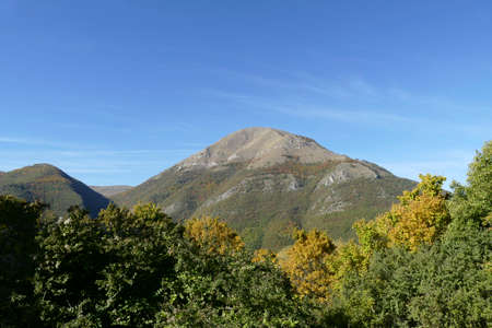 National park of the sibillini mountains. Fields in Castelluccio di Norcia, Umbria, Italy