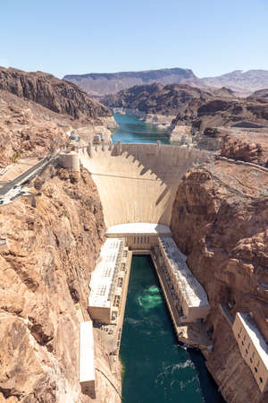 high view of the Dam in a sunny day between the states of Arizona and Colorado in USAの写真素材