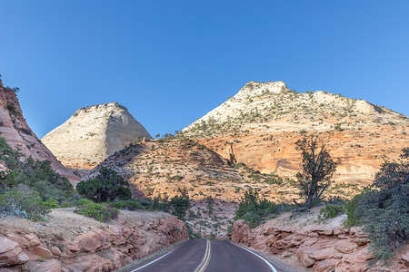 scenic mountain landscape in zion national park, utah, usaの写真素材