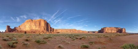 scenic view to the butte in monument valley lakes from visitor center, usaの写真素材