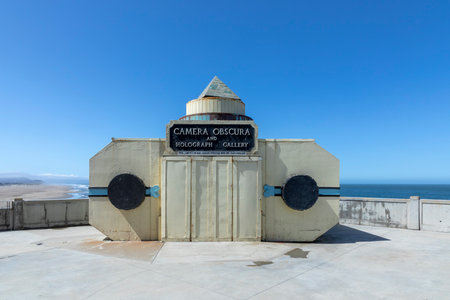San Francisco, USA - June 6, 2022: Giant Camera Obscura overlooking the Pacific Ocean in San...