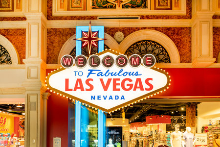 Las Vegas, USA - Jun 24, 2022: fabulous Las Vegas sign in a shopping mall at the strip.のeditorial素材