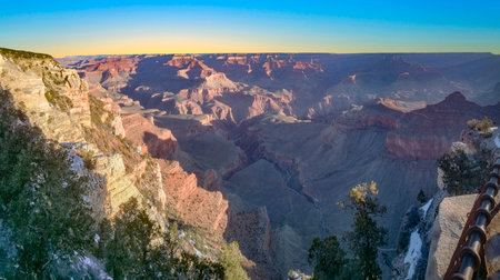 view to Grand Canyon in sunset lightの写真素材