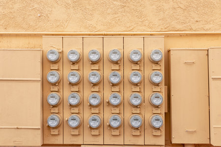 Las Vegas, USA - March 10, 2019: Electricity meters of an apartment building in Las Vegasのeditorial素材