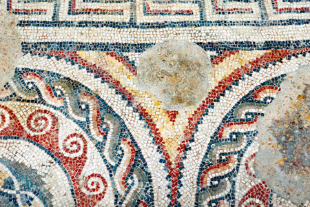 Piazza Armeria, Italy - September 28, 2022: roman mosaics in Villa Romana del Casale, Piazza Armerina, Sicilia, Italy, UNESCO World Heritage Siteのeditorial素材