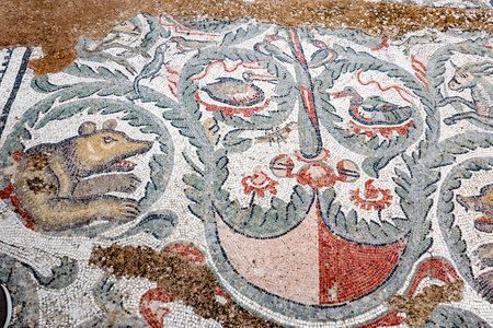 roman mosaics in Villa Romana del Casale, Piazza Armerina, Sicilia, Italy, UNESCO World Heritage Siteのeditorial素材