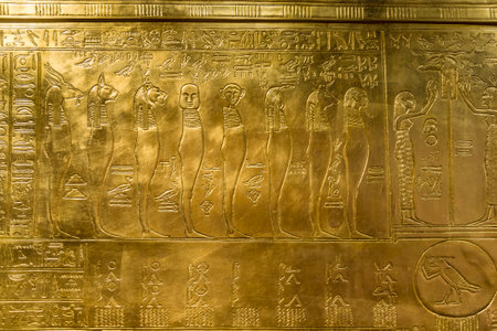 Munich, Germany - April 9, 2009: grave belongings of tut ench amon in the exhibition in Munich.