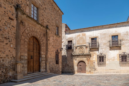 The Palacio Episcopal - Bishop Palace - in the Old Monumental Town of Caceres, a World Heritage Siteのeditorial素材