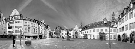 Koblenz, Germany - February 14, 2021: panoramic view to Market square - MÃ¼nzplatz - engl: place of coin printing - in Koblenz, Germany with historic houses.のeditorial素材