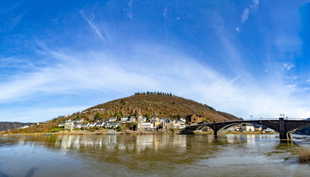 Cochem, Germany - February 14, 2021: scenic view to Hahnstein, a suburban village of Cochem, Germanyのeditorial素材