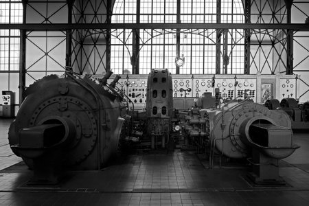 Dortmund, Germany - February 2, 2018: machine hall of Zeche Zollern. It is a decommissioned hard coal mine complex in the northwest of Dortmund city in Germany.のeditorial素材