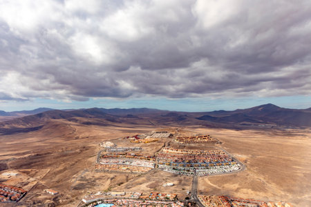 aerial view to Fuerteventura, on island of the Canariesの写真素材