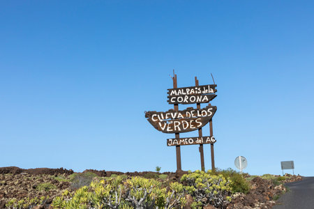 Punta Mujeres, Spain - February 3, 2023: Entrance to Jameos del Agua - famous cave designed by C. Manrique, main tourist attraction in Lanzarote, Canary Islandsのeditorial素材