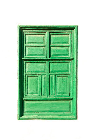 Background of old green wooden shutter in rural style in Lanzarote, Canary islands, Spainの写真素材