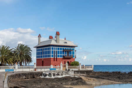 The Blue House in Arrieta in Lanzarote, Canary Islands, Spainの写真素材