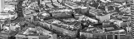 FRANKFURT, GERMANY - MAY 2, 2015: Aerial view of Frankfurt with Hauptwache and pedestrian zone Zeil in Frankfurt, Germany. The Zeil is Germany's oldest pedestrian zone.のeditorial素材