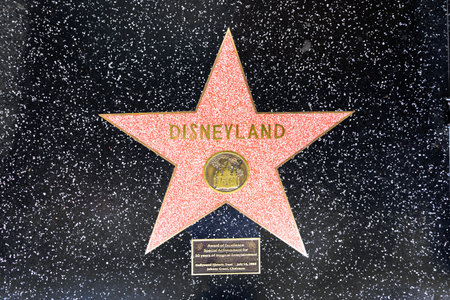 Los Angeles, USA - March 5, 2019: closeup of Star on the Hollywood Walk of Fame for Disneyland.のeditorial素材