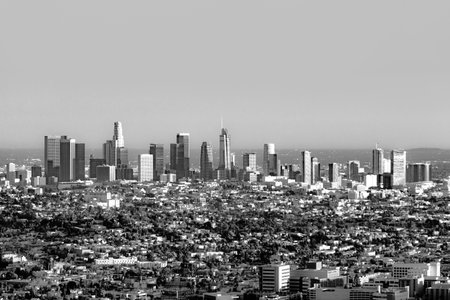 scenic skyline of Los Angeles in afternoon lightのeditorial素材