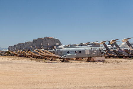 Tucson, USA - June 13, 2012: Davis-Monthan Air Force Base AMARG boneyard in Tucson, Arizona. It's the place where nearly 5,000 aircraft have gone to die.のeditorial素材